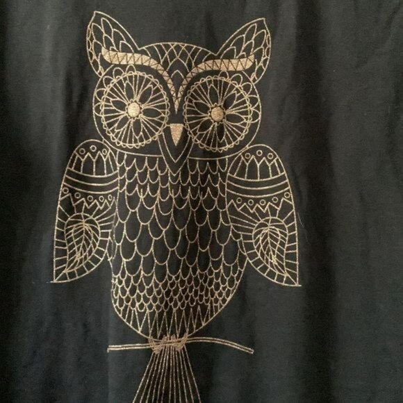 Black V-Neck Owl Print Womens Plus Size T-Shirt 16W Just My Size Soft Cotton Ble - Picture 6 of 9